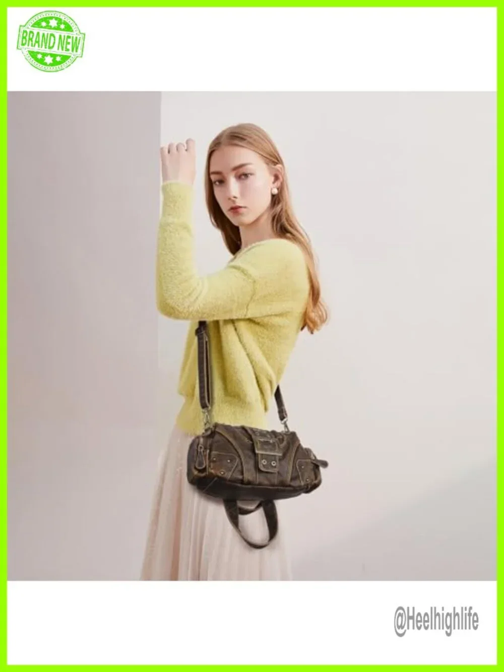 Vegan Leather Hobo Purse Multi-Pocket Crossbody Bag Adjustable Strap
